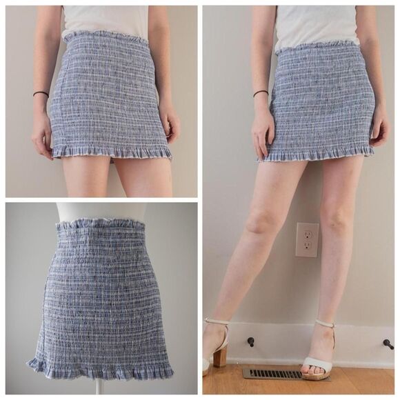Blue Textile Ruffle Mini Skirt Cottage Indie Fairy Short Skirt from After Market - Picture 2 of 8